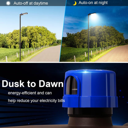 ledmo 300W LED Parking Lot Light Slip Fitter Mount 36000LM 5000K Outdoor Commercial Area Flood with Dusk to Dawn Photocell, Easy Installation IP65 Waterproof Shoebox Light for Street, Yard