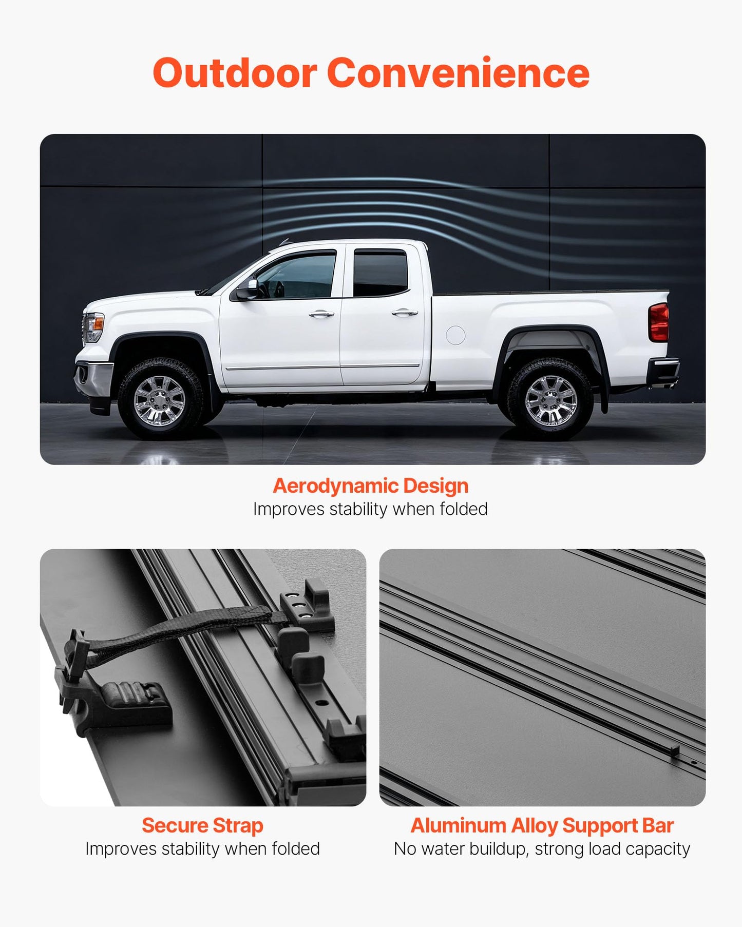 VEVOR Hard Tri-Fold Truck Bed Tonneau Cover, Compatible with 2019-2025 Chevy/GMC Silverado/Sierra 1500 5.8 ft (70 in) Bed with MultiPro/Flex Tailgate (Not Fit CarbonPro), Waterproof Low-Profile Cover