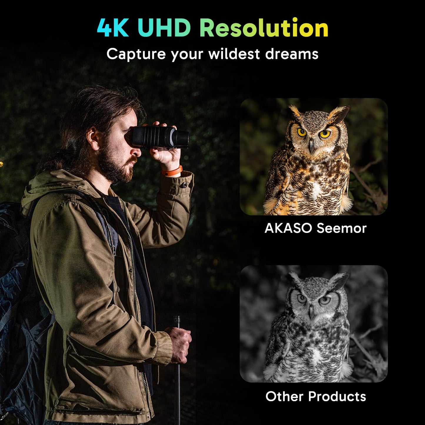 AKASO Seemor-200 Night Vision Goggles - 4K Full Color Night Vision Binoculars for Adults, App-Enabled Photo and Video Saving,AI-ISP 3280FT Viewing Range,16x Digital Zoom for Camping Hiking & Security