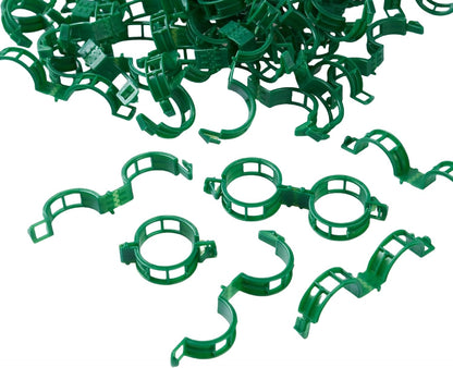 Skiennix Plant Support Clips - 100 Pcs Durable Plastic Clips for Securing Tomato Vines & Climbing Plants | Green