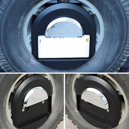 Spare Tire License Plate Frame for Hummer H2 2003-2009 Accessories, Back Spare Wheel Stowage Cover Tag Holder, Rear License Plate Mount Bracket Replacement OEM: 25782333 (Matt Black+Silver)