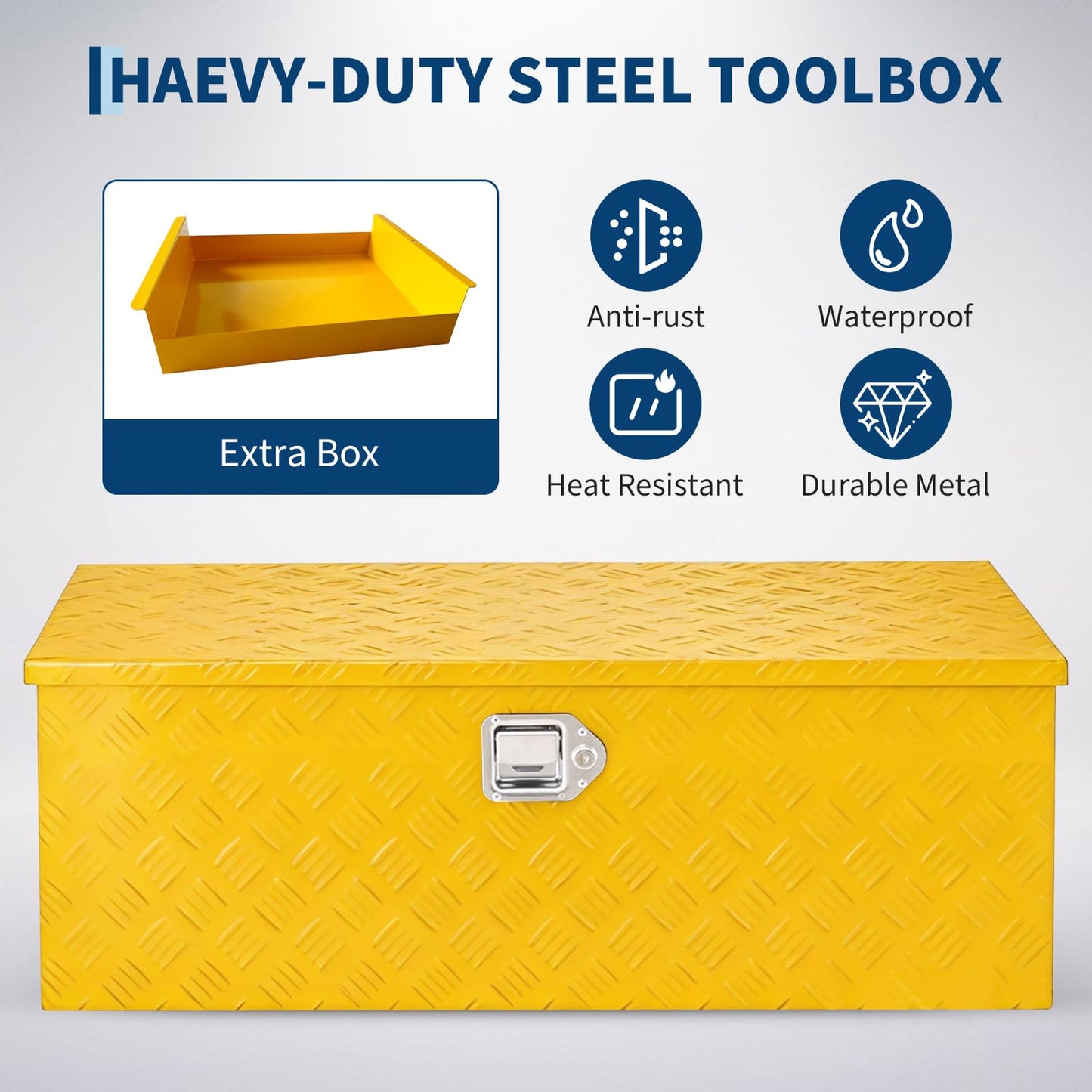 Patikuin Truck Bed Tool Box,Heavy Duty Aluminum, Waterproof & Lockable Storage for Pickup Beds, RVs & Trailers, Secure Organizer with Side Handles, Gas Strut Lid, Bed-Mounted