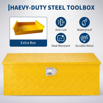 Patikuin Truck Bed Tool Box,Heavy Duty Aluminum, Waterproof & Lockable Storage for Pickup Beds, RVs & Trailers, Secure Organizer with Side Handles, Gas Strut Lid, Bed-Mounted