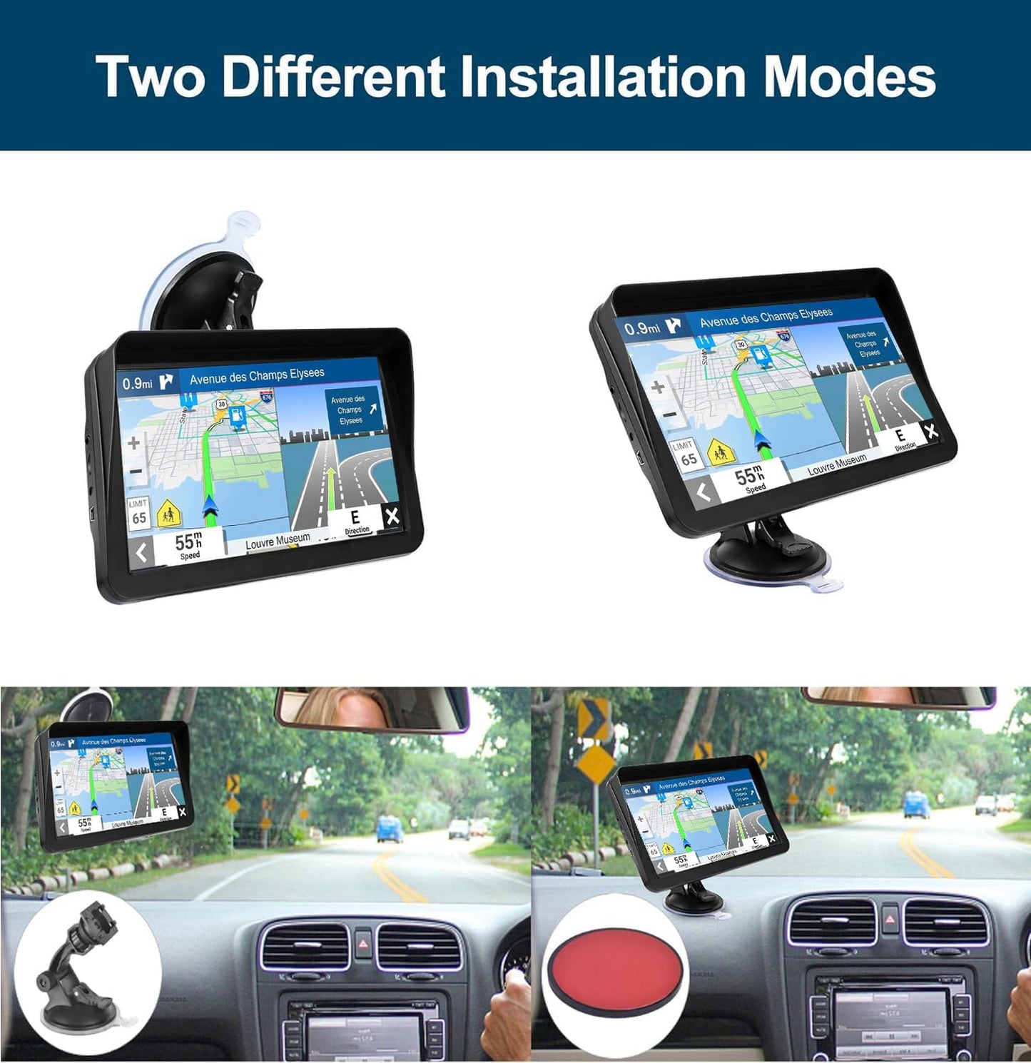 GPS Navigation for Car,Latest 2026 Map, 9 inch Touch Screen Real Voice Spoken Turn-by-Turn Direction Reminding Navigation System for Cars, GPS Satellite Navigator with Free Lifetime Map Update