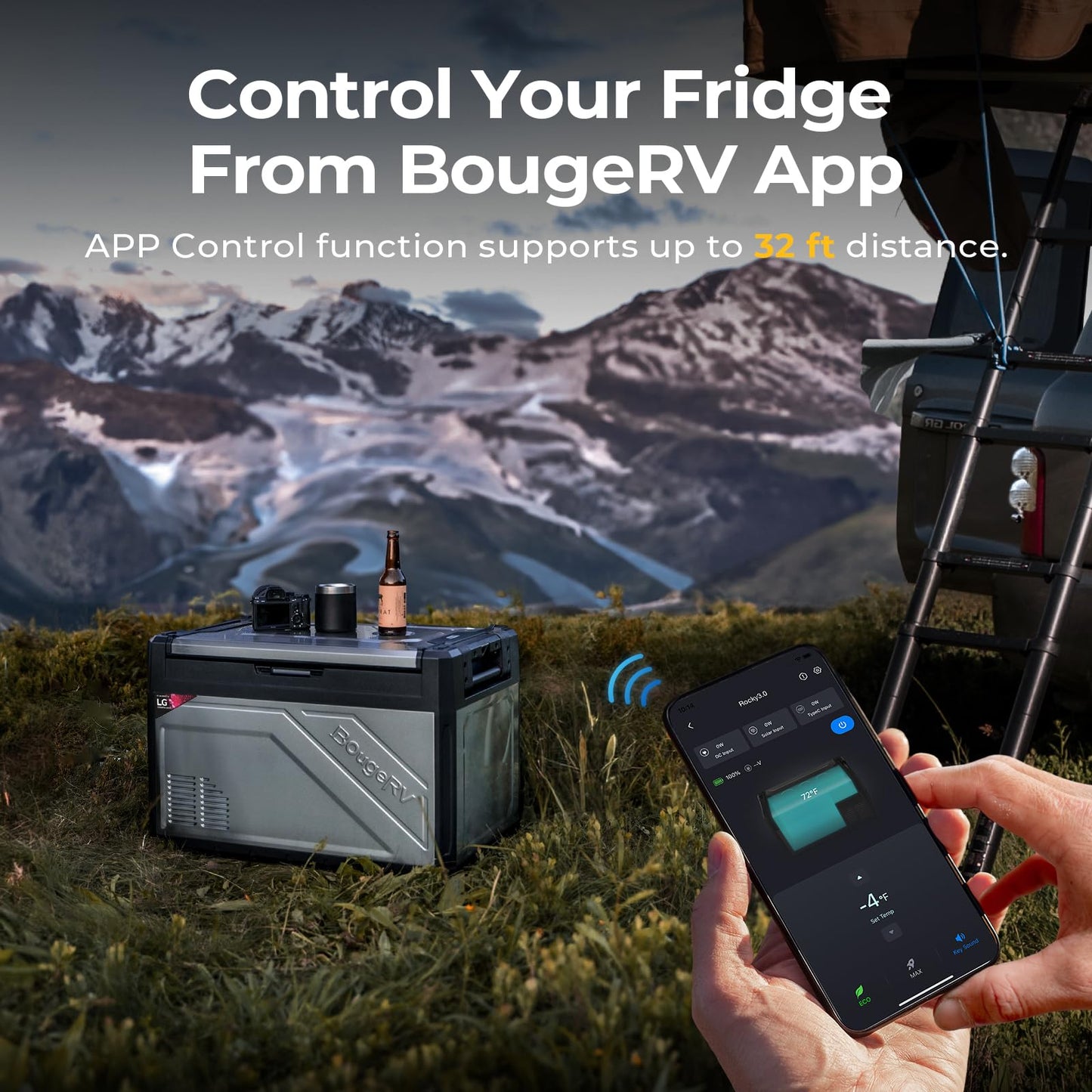 BougeRV 12 Volt Portable Refrigerator, 81 Quart Dual Zone Car Fridge Freezer with APP Control, Compressor Cooler 12/24V DC, 110~240V AC for Overlanding, Camping, Travel, RV(2026 New Model: Rocky V3.0)