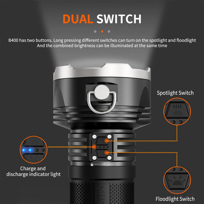 NICRON B400 Rechargeable Flashlights 16000 High Lumens, 3280ft Long Range, Super Bright LED Flashlight Type C Charged, 6 Modes Long Lasting 210 Hours, IPX8 Waterproof for Emergencies, Camping