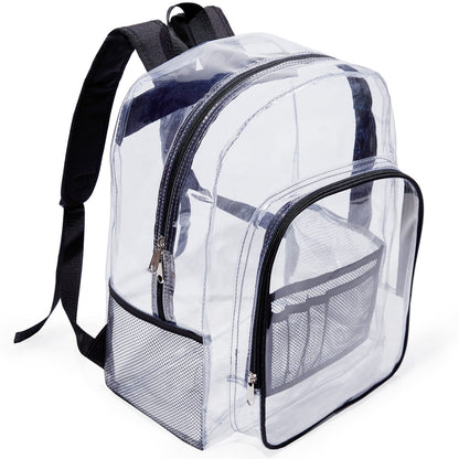 Jusdot Clear Backpack, Transparent Backpack Heavy Duty PVC See Through Backpacks Clear Bag for School, Workplace, Black