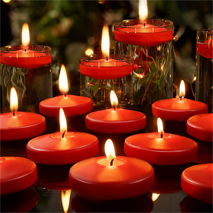 GINITIRI 12 Pack Red Floating Candles 3 inch, Unscented Traditional 3" Floating Candles for Centerpieces,7 Hours Burning, Red Water Candles for Cylinder Vases, Wedding, Party, Pool