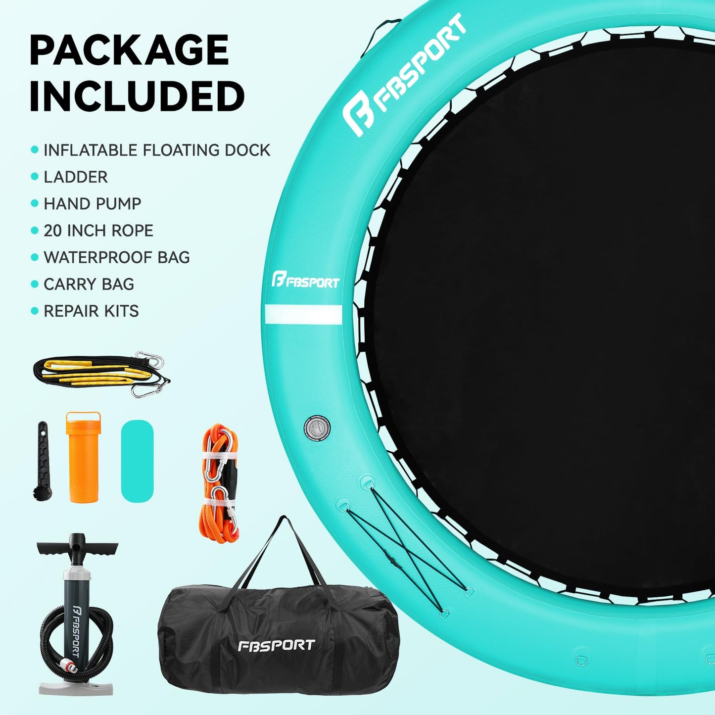 FBSPORT Inflatable Water Hammock Round Floating Ring, 8ft Inflatable Dock Floating Platform for Lake W/Cupholder, Sun Float Chill Raft Float Ring Tanning Pool Lounger Island Platform Pad