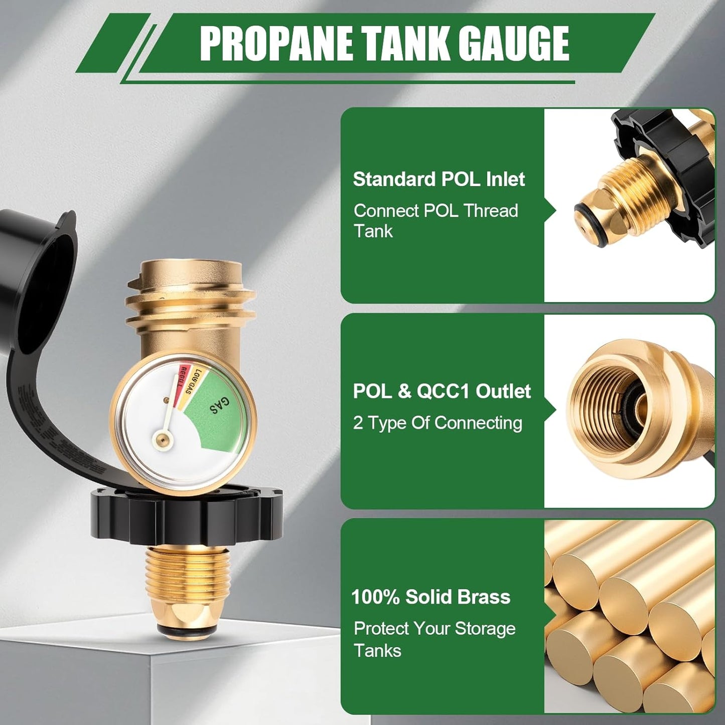 Skiennix Propane Tank Adapter - 100 lb Gauge for POL to QCC1 Connection | Durable & Reliable