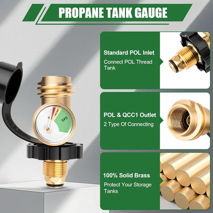 Skiennix Propane Tank Adapter - 100 lb Gauge for POL to QCC1 Connection | Durable & Reliable