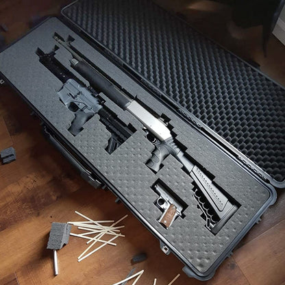MEIJIA Portable Rolling Waterproof All Weather Hard Rifle Case With Wheels,Customized Fit Foam Inserted,Soft Grip Handle,44.37x15.98x6.1inches (Black)