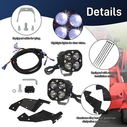 WIKIBB Lawn Mowers LED Headlight Kit Compatible with Gravely PT ZX ZT HD PT Pro-Turn Z & Ariens Apex Replaces 79108600 79106800 - Zero Turn Mower Light Assembly with Harness Brackets Hardware