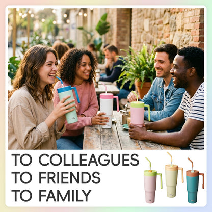 Konokyo 12 Pack 40 Oz Tumblers with Handle and Straw, Bulk Vacuum Insulated Stainless Steel Travel Mugs with Lids for Office, Events and Group Orders Cherry