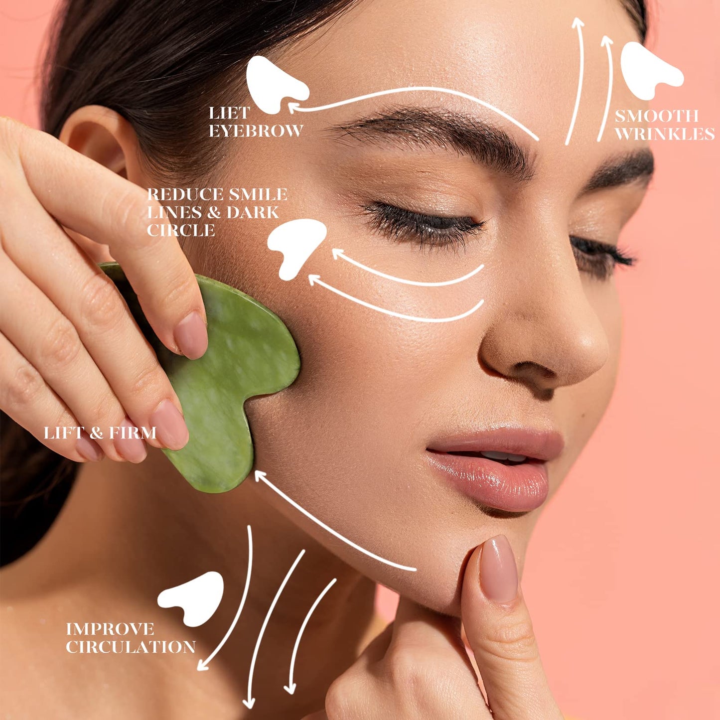 BAIMEI Jade Roller & Gua Sha, Face Roller, Facial Beauty Roller Skin Care Tools, Self Care Gift for Men Women, Massager for Face, Eyes, Neck, Relieve Fine Lines and Wrinkles - Rose Quartz