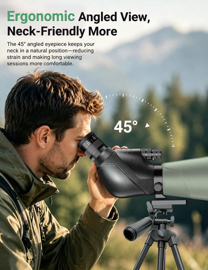 Sogries 20-60x80 Spotting Scope with Dual Focusing for Bird Watching, HD BAK4 Prism FBMC Lens Waterproof Fogproof Spotter Scope for Hiking Camping,Upgraded Phone Adapter & Tripod for Outdoor Gear