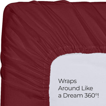 Utopia Bedding Queen Fitted Sheet - Deep Pocket Microfiber - Soft & Fade Resistant - Red Burgundy