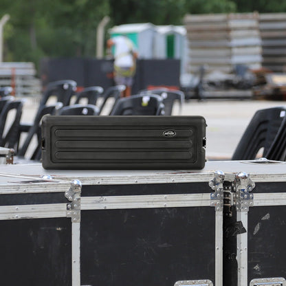 SKB Shallow Rack 3U - Roto-Molded for Durability & Impact Resistance, Waterproof & Stackable Design, with Twist Latches & Rubber Feet - Ideal for Secure Equipment Storage & Transport, Black
