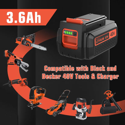 **LBX2040 Lithium-Ion Replacement Battery & Charger - 2-Pack for Black & Decker 40V Tools | 3600mAh**