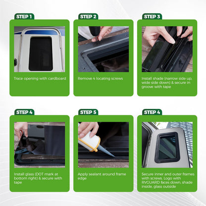 RVGUARD Integrated RV Window 15.7x24.7x1.78 IN, RV Entry Door Window Kit with Sliding Window Shade 12x21 IN, Camper Windows Replacement for Cargo Trailer