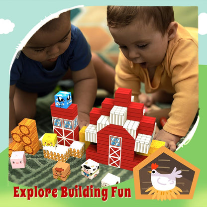 Allenjoy 80PCS Fall Autumn Farm Theme Magnetic Blocks STEM Educational Magnet Building Set for Kids Ages 3+ Creative Birthday