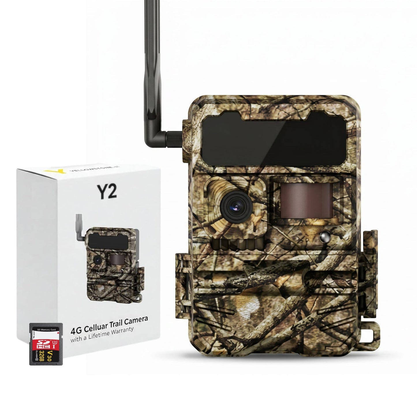 Yellowstone.ai Y2 4G LTE Cellular Trail Camera with Phone App - Solar Panel & 2 Battery Packs - No Glow Night Vision, HD 1080p, IP66 Waterproof - Hunting Deer Game Camera