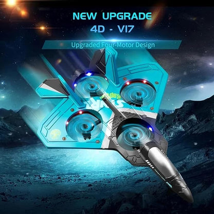 Remote Control Airplane RC Planes RC Fighter Jet Toy for Kids Adults 8-16 Remote Control Planes with LED Light 2 Batteries 360° Stunt Spin Durable Foam Gifts for Boys (Blue + 2 Batteries)