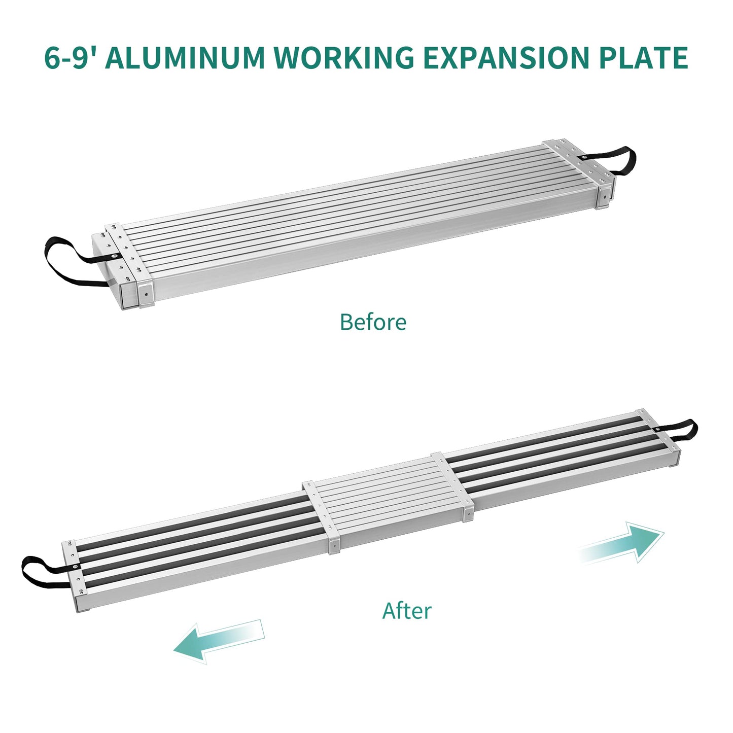 YITAHOME 6-9ft Telescoping Plank, Aluminum Work Plank,Aluminum Extension Plank 440lbs Capacity, Aluminum Scaffolding Plank with Skid-Proof Platform Scaffold Ladder Accessory