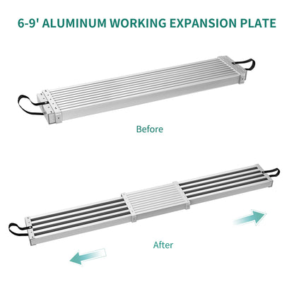 YITAHOME 6-9ft Telescoping Plank, Aluminum Work Plank,Aluminum Extension Plank 440lbs Capacity, Aluminum Scaffolding Plank with Skid-Proof Platform Scaffold Ladder Accessory