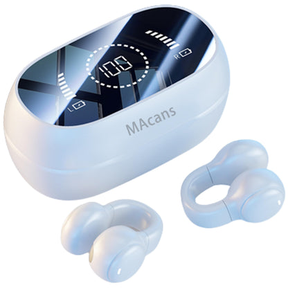 MAcnas Wireless Earbuds Open Ear Clip Headphones Air Conduction Earbuds LED Power Display Earphones Sport Bluetooth 5.3 Headphones (White)