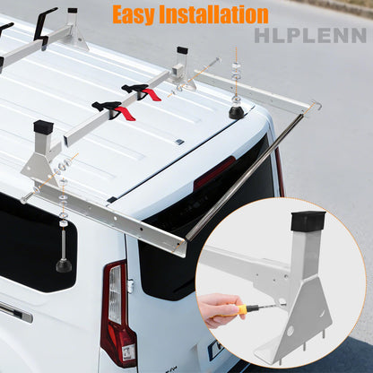 54" Ladder Roof Rack Fit for Ford Transit 150 250 350, 2015-2025 Heavy Duty Ladder Roof Rack with Rear Roller for Cargo Van, 800lbs Load Capacity (3 Crossbars), for Transporting Ladders, Pipes