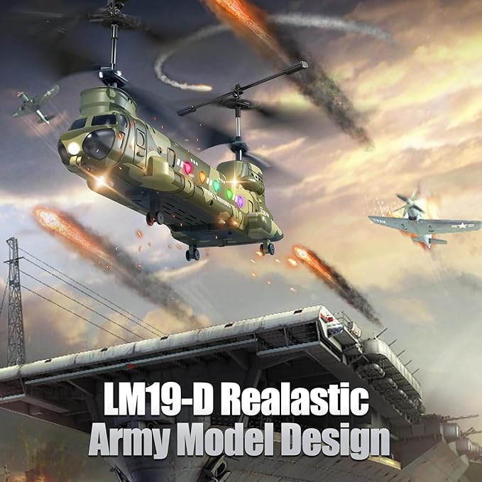 OBEST LM19-D Chinook RC HelicopterRemote Control Military HelicopterTwin-Propeller with Altitude HoldOne Key take Off/LandingArmy RC Toys for Military Fans