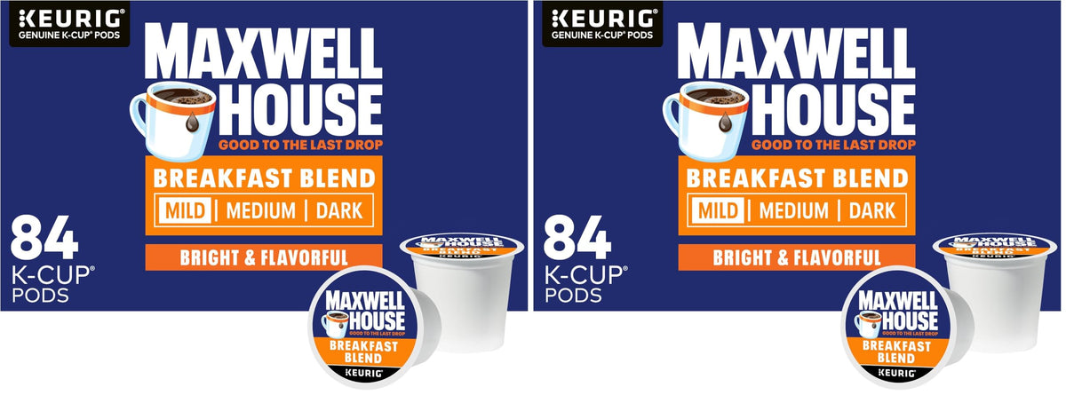 Maxwell House Breakfast Blend Mild Roast K-Cup Coffee Pods, 84 ct Box (Pack of 2)