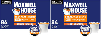 Maxwell House Breakfast Blend Mild Roast K-Cup Coffee Pods, 84 ct Box (Pack of 2)