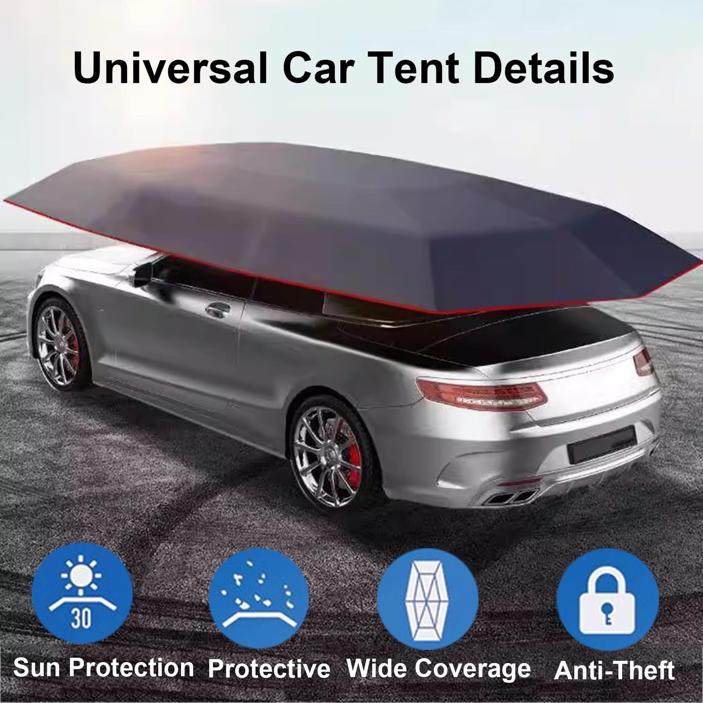 Semi Automatic Car Umbrella for Roof, Universal Car Tent with Bracket, 4.8M Portable Protection Carport, Folded Cars Sun Shade Movable Canopy for Sedan SUV