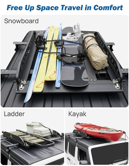 JOYTUTUS Anti-Rust Aluminum Roof Basket 48" X 42" X 6",Collapsible Design,Lightweight Roof Rack Carrier Basket Universal Rooftop,220LBS Load Capacity,for SUV, Truck, Car