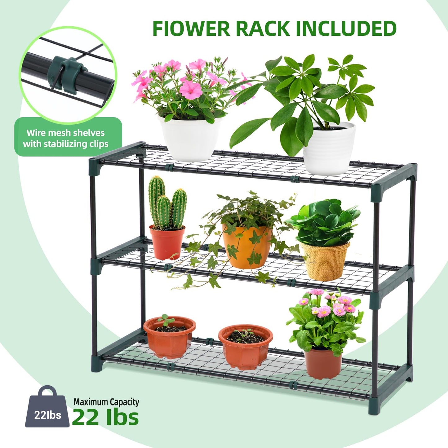 Ohuhu Portable Lean to Greenhouse with 3 Pack Plant Shelves, White