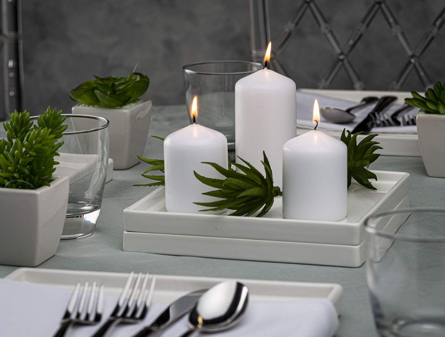 BOLSIUS 6 White Pillar Candles Bulk - 3x3 Inches Candle Set - 25+ Hours Clean Burning - No Palm Oil - 0% Animal Fat - Premium European Quality - Unscented Dripless Dinner Pillars