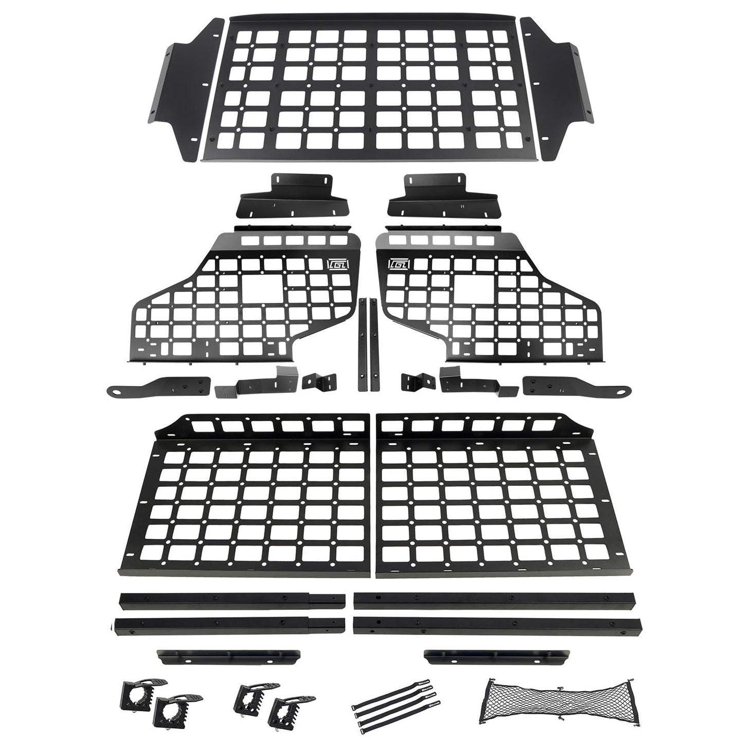 HIGH FLYING for Toyota Prado LC150/Lexus GX460 Rear Window & Overhead Roof Molle Panels Storage Modular System Trunk Shelf Organizer Rear Cargo Racks