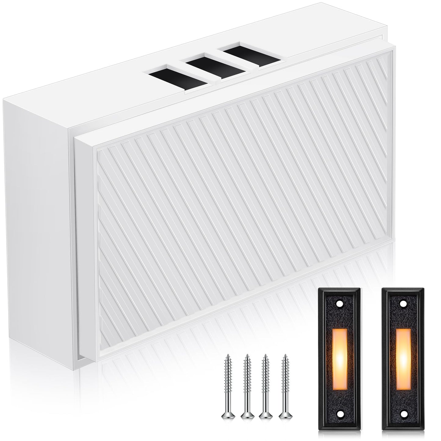 Saillong Wired Doorbell Chime with 2 Lighted Push Buttons, 16V 10VA Two Sounds Front and Rear Hardwire Door Bell Kit for Home Wall Inside, Compatible with Most Brand Doorbells(Black, White, Yellow)