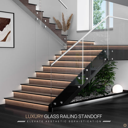 24 Pack LukLoy SS316 Solid 1.32lb Heavy Duty Glass Railing Standoff Hardware for Balcony Stair Balustrade, 2" Stair Glass Railing Standoffs Pins (Marine Grade)