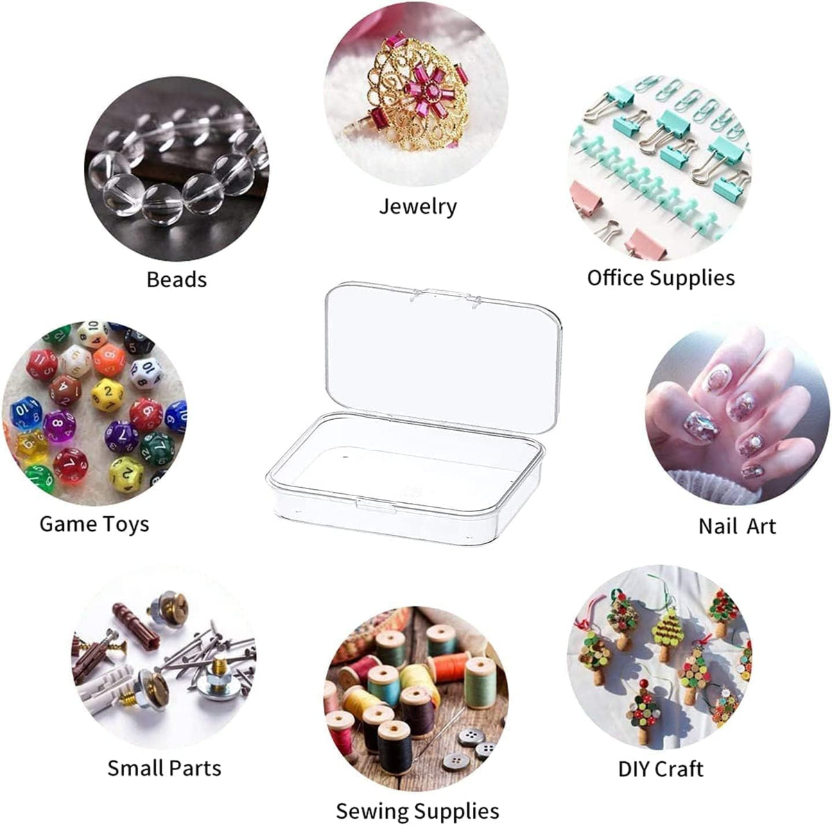 MFDSJ Mini Plastic Storage Containers - 12 Clear Boxes with Lids for Small Items | 3.5x2.4 Inches