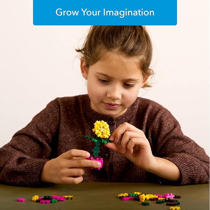 PLUS PLUS Playful Plant Packets 3D Puzzle Building Block Set 300 Mini Interlocking Pieces Fun Activies for Kids - 6 Pack