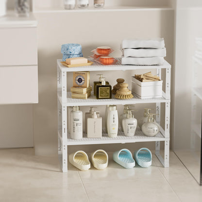 Wobmmi Expandable Spice Rack,Stackable Storage for Cabinet, Multi-Functional Kitchen Shelving,Height-Adjustable,Sustainable Organizer Solution(2Packs/White/Medium)