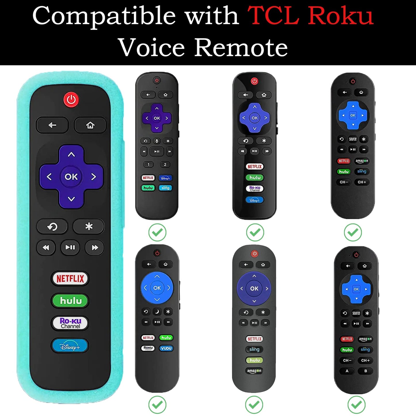 Silicone Protective Controller Cover fits for Roku TV Voice Remote | Element Roku | Westinghouse Roku TV Controller Cover,Glow in The Dark