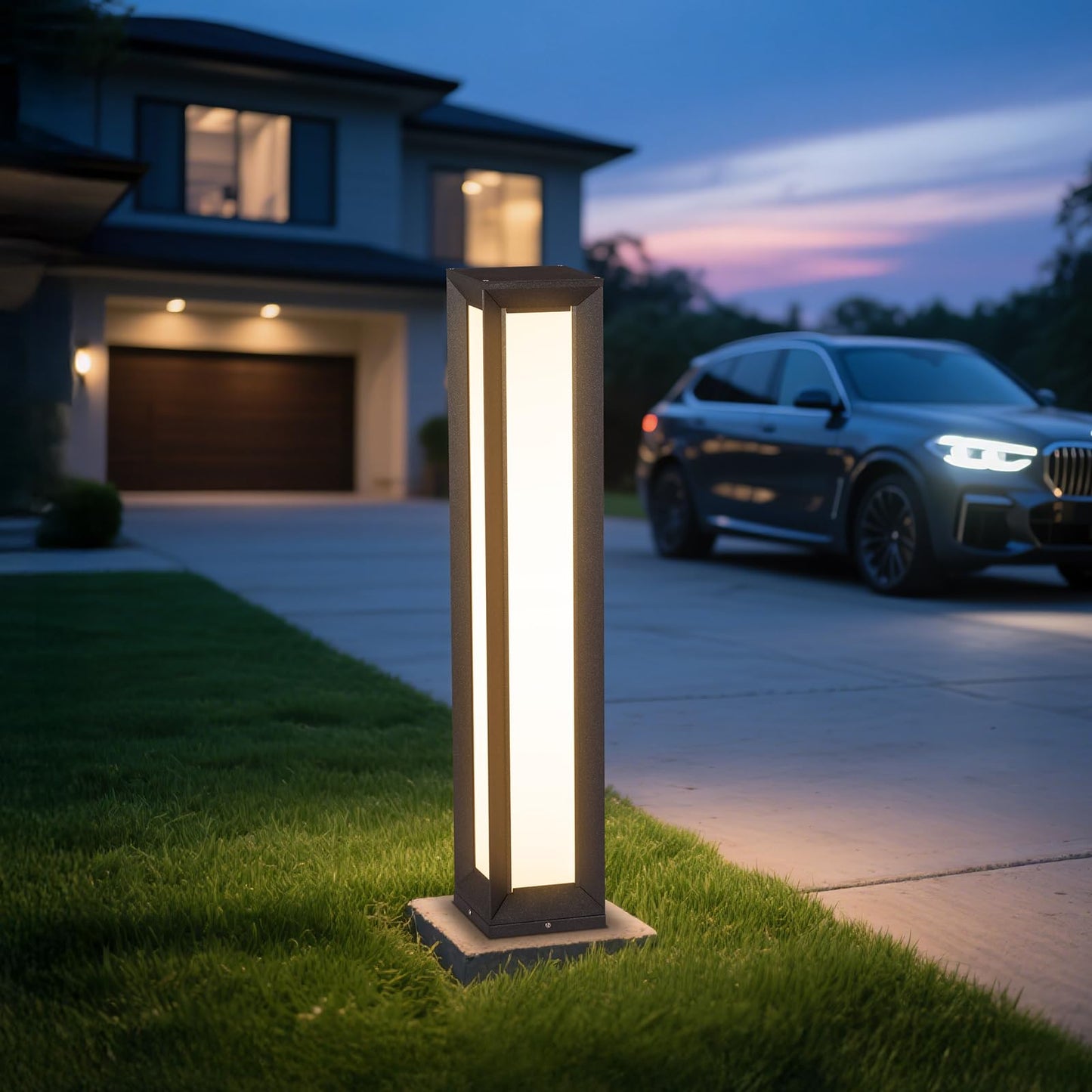 MVBT Outdoor Pathway Lights, 31.5" Wired Bollard Lights, IP65 Waterproof Landscape Path Lighting, 3000K Mordern LED Bollard Light, Curb Appeal Light for Driveway Courtyard Garden Walkway Sidewalk Lawn
