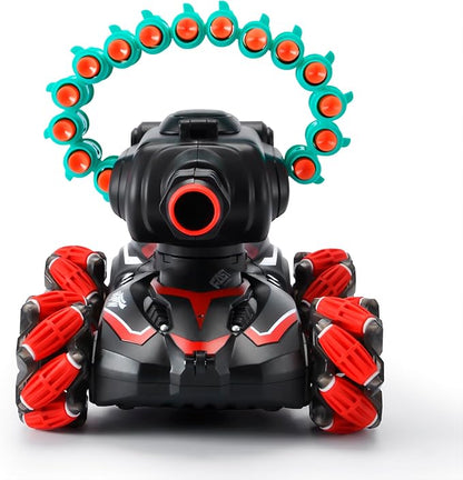 BOKSYUR Rc Car Shoot SoftBulletFits for NerfRc Tank That ShootsBattle ANK with Remote Control Tank That Shoots Foam Darts-Stunts16Foam Darts- Birthday Presents ForKids 7 8 9 10 11 Year Old（red2.0