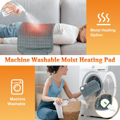 MELCAM Heating Pad for Back Pain Relief, 12"x24"+20" Large Electric Heating Pad for Period Cramps with Belt, 6 Heats Levels & 4 Timers, Auto Shut Off, Machine Washable, Gifts for Women Men Mom Dad