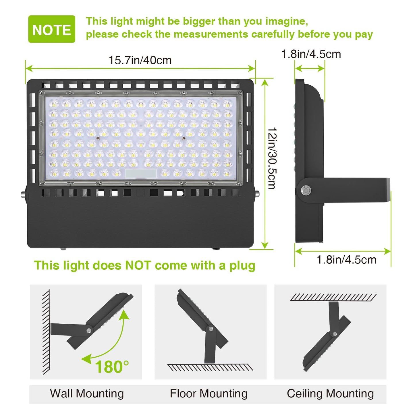 STASUN 300W 45000LM Dusk to Dawn LED Flood Light Outdoor Photocell - Flying Series Ultra, ETL Certified 5000K Daylight White, IP67 Waterproof Stadium Lights for Sports Court, Commercial, Parking Lot
