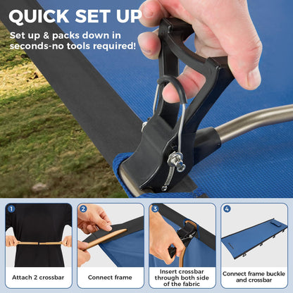 KingCamp Ultralight Camping Cot, Portable Folding Sleeping Cot for Adults, 265 Lbs Heavy Duty Compact Bed for Outdoor Backpacking Travel Hiking, Extra Wide 75 x 25 Inches, Blue Black